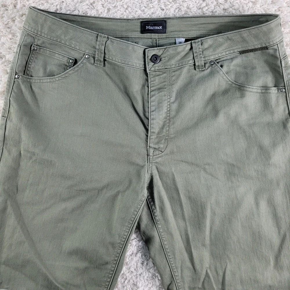 Marmot Pants Mens 38x32 Green Cotton Polyester Stretch Chino Straight Leg Casual